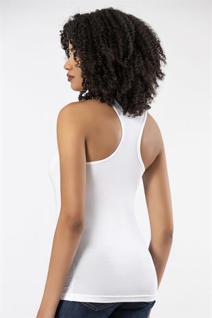 Weweus Beyaz Bayan Süper İnce Doğal Bambu Lüks Sporcu Atlet Tshirt Body  2313