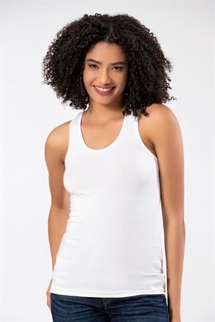 Weweus Beyaz Bayan Süper İnce Doğal Bambu Lüks Sporcu Atlet Tshirt Body  2313