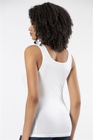 Weweus Beyaz Bayan Süper İnce Doğal Bambu Lüks Atlet Tshirt Body  2311