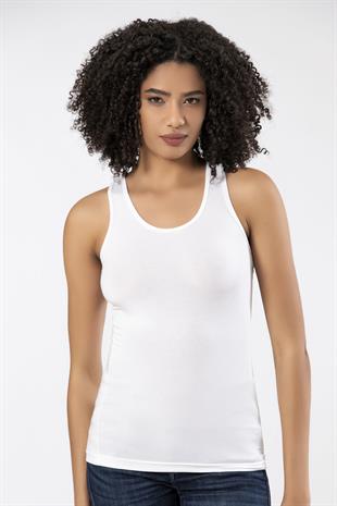 Weweus Beyaz Bayan Süper İnce Doğal Bambu Lüks Sporcu Atlet Tshirt Body  2313