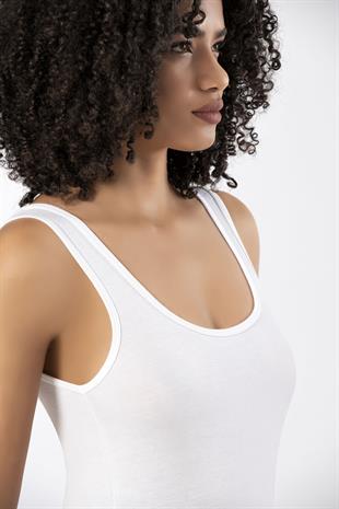 Weweus Beyaz Bayan Süper İnce Doğal Bambu Lüks Atlet Tshirt Body  2311