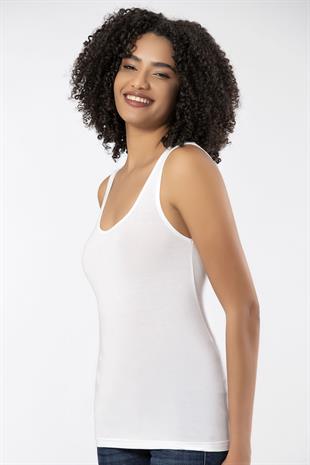 Weweus Beyaz Bayan Süper İnce Doğal Bambu Lüks Atlet Tshirt Body  2311