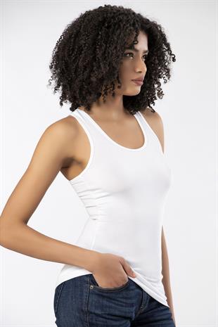 Weweus Beyaz Bayan Süper İnce Doğal Bambu Lüks Sporcu Atlet Tshirt Body  2313