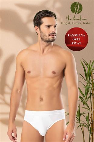 Weweus Beyaz Erkek Süper İnce Doğal Bambu Lüks Slip 1011