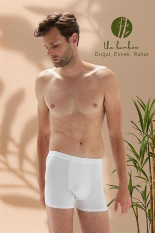 Weweus Beyaz Erkek Süper İnce Doğal Bambu Lüks Boxer 1012