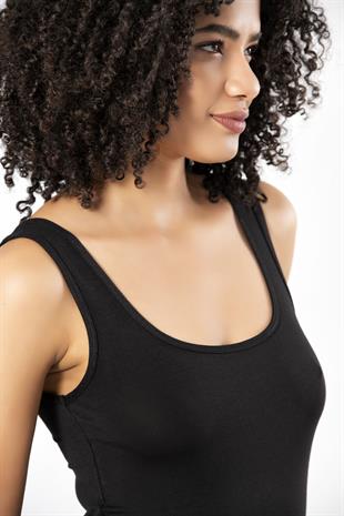 Weweus Siyah Bayan Süper İnce Doğal Bambu Lüks Atlet Tshirt Body  2311