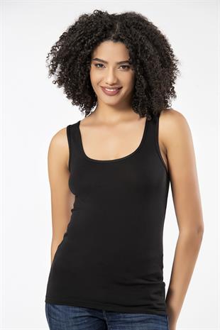 Weweus Siyah Bayan Süper İnce Doğal Bambu Lüks Atlet Tshirt Body  2311