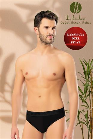 Weweus Siyah Erkek Süper İnce Doğal Bambu Lüks Slip 1011
