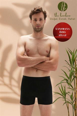 Weweus Siyah Erkek Süper İnce Doğal Bambu Lüks Boxer 1012