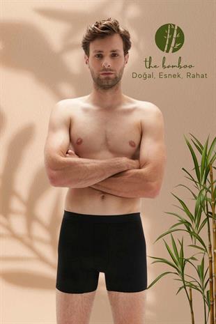 Weweus Siyah Erkek Süper İnce Doğal Bambu Lüks Boxer 1012