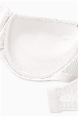 Alisa Mesh Kumaş Straplez Sütyen - Push Up Dolgulu - Premium Basic - 2227 - Ekru