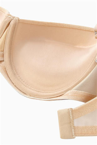 Alisa Mesh Kumaş Straplez Sütyen - Push Up Dolgulu - Premium Basic - 2227 - Ten
