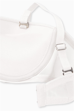 Alisa Mesh Kumaş Straplez Sütyen - Push Up Dolgulu - Premium Basic - 2227 - Ekru