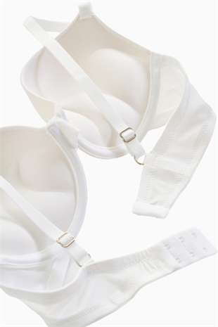 Andes Basic Mikro Kumaş Sütyen-Double Push Up Ekstra Dolgulu Balenli-2527-Beyaz