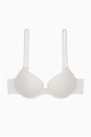 Andes Basic Mikro Kumaş Sütyen-Double Push Up Ekstra Dolgulu Balenli-2527-Beyaz