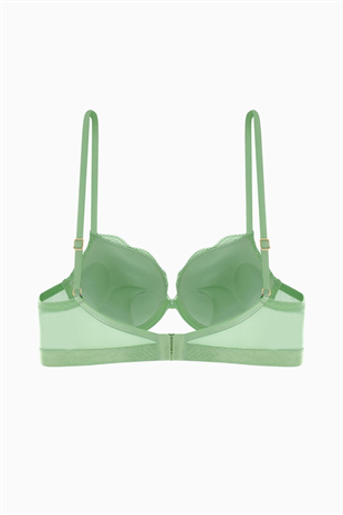 Andes Metal Aksesuarlı Dantelli Sütyen - Ekstra Push Up, Dolgulu - 2576 - Yeşil