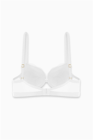 Andes Metal Aksesuarlı Dantelli Sütyen - Ekstra Push Up, Dolgulu - 2576 - Ekru