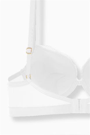 Andes Metal Aksesuarlı Dantelli Sütyen - Ekstra Push Up, Dolgulu - 2576 - Ekru
