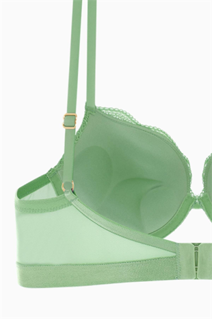 Andes Metal Aksesuarlı Dantelli Sütyen - Ekstra Push Up, Dolgulu - 2576 - Yeşil