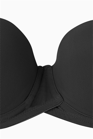Anka Mesh Kumaş Straplez Sütyen - Desteksiz -  Premium Basic - 2228 - Siyah