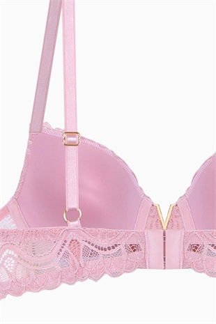 Anna Gold Detaylı Dantelli Sütyen - Push Up - 2568 - Pudra
