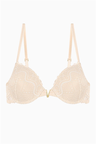 Anna Gold Detaylı Dantelli Sütyen - Push Up - 2568 - Ten