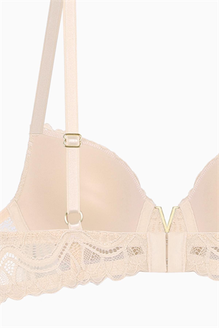 Anna Gold Detaylı Dantelli Sütyen - Push Up - 2568 - Ten