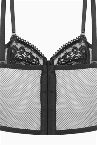 Dantelli Büstiyer Sütyen - Pedsiz - Fashion - 2500 - Siyah