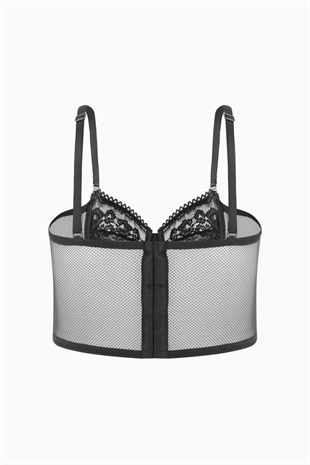 Dantelli Büstiyer Sütyen - Pedsiz - Fashion - 2500 - Siyah