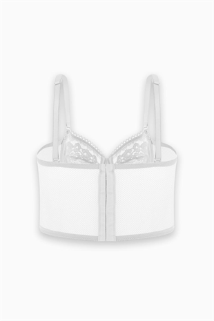 Dantelli Büstiyer Sütyen - Pedsiz - Fashion - 2500 - Ekru