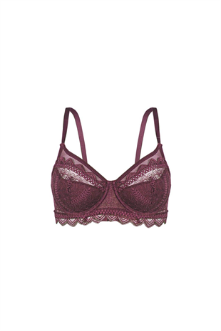Dantelli Minimizer Sütyen  - Yarı Sünger Destekli, Balenli - Fashion - 2483 - Kiremit