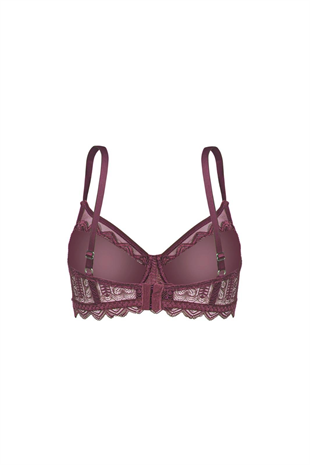Dantelli Minimizer Sütyen  - Yarı Sünger Destekli, Balenli - Fashion - 2483 - Kiremit