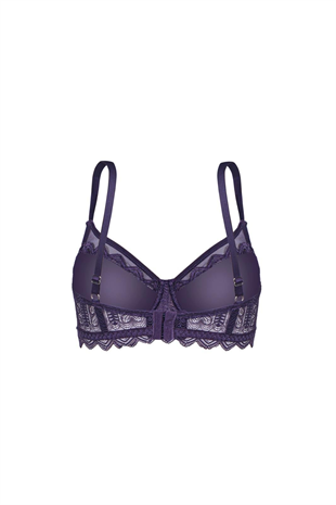 Dantelli Minimizer Sütyen  - Yarı Sünger Destekli, Balenli - Fashion - 2483 - Mor
