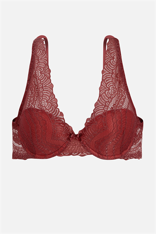 Dantelli Sütyen - Dolgusuz - 2277 - Bordo