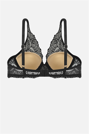 Dantelli Sütyen - Dolgusuz - 2277 - Siyah Kap Rengi Taş