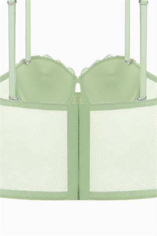 Fashion 2501 Rosali Soft Push Up Dolgulu Dantelli Büstiyer Sütyen Yeşil
