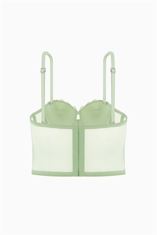 Fashion 2501 Rosali Soft Push Up Dolgulu Dantelli Büstiyer Sütyen Yeşil