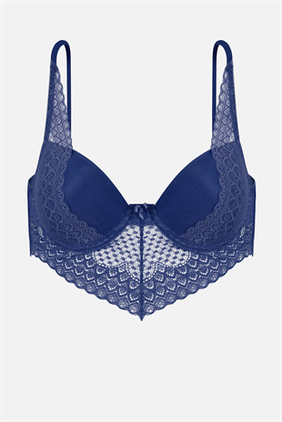 Kyle Dantelli Sütyen - Dolgusuz, Balenli - 6011 - Lacivert