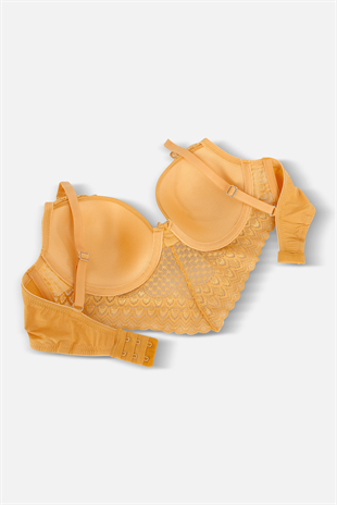 Kyle Dantelli Sütyen - Dolgusuz, Balenli - 6011 - Hardal