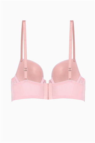 Lirio Taş Detaylı Dekolte Büstiyer Sütyen - Dolgulu - 2574 - Pembe