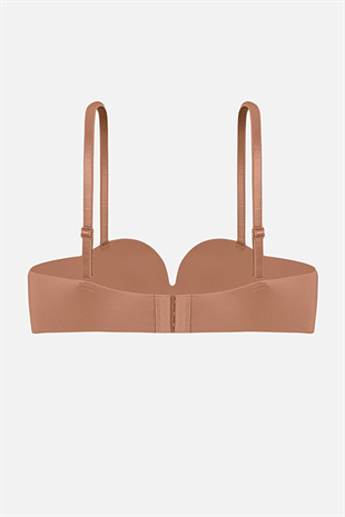 Lotus Lazer Dikişsiz Balensiz Push Up Sütyen - 2818 - Bronz Kahve