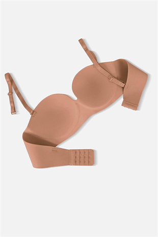 Lotus Lazer Dikişsiz Balensiz Push Up Sütyen - 2818 - Bronz Kahve