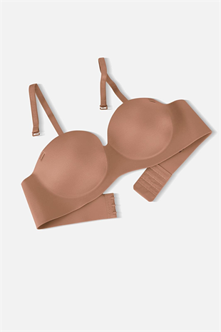 Lotus Lazer Dikişsiz Balensiz Push Up Sütyen - 2818 - Bronz Kahve