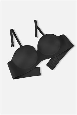 Lotus Lazer Dikişsiz Balensiz Push Up Sütyen - 2818 - Siyah