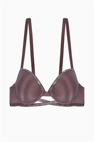 Noa Taş Detaylı Mikro Sütyen - Dolgulu - 2572 - Kahve