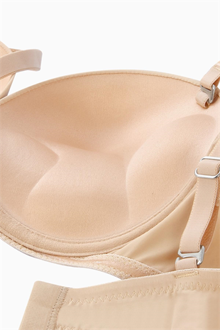Olympos Tak-Çıkar Askılı Mikro Sütyen - Double Push Up, Ekstra Dolgulu, Midesiz - Premium Basic - 2499 - Ten