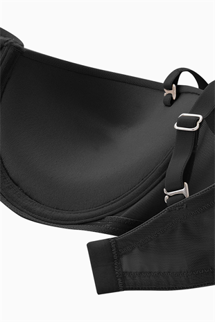 Rosali Mesh Kumaş Straplez Sütyen -  Soft Push Up, Yarı Dolgulu - Premium Basic - 2226 - Siyah