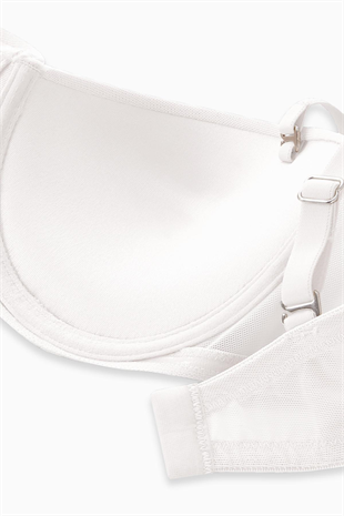 Rosali Mesh Kumaş Straplez Sütyen -  Soft Push Up, Yarı Dolgulu - Premium Basic - 2226 - Ekru