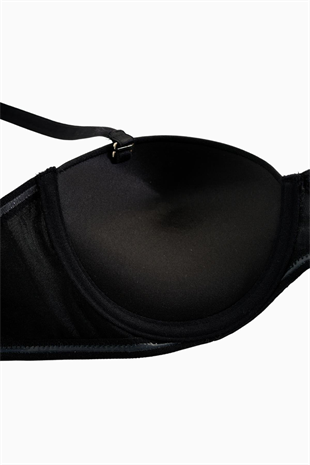 Rosali Tak-Çıkar Askılı Straplez Mikro Sütyen - Push Up, Dolgulu  - Basic - 2539 - Siyah