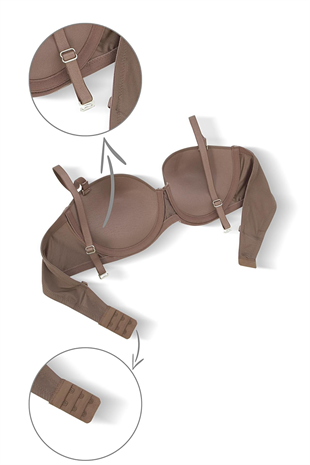 Rosali Tak-Çıkar Askılı Straplez Mikro Sütyen - Push Up, Dolgulu  - Basic - 2539 - Bronz K